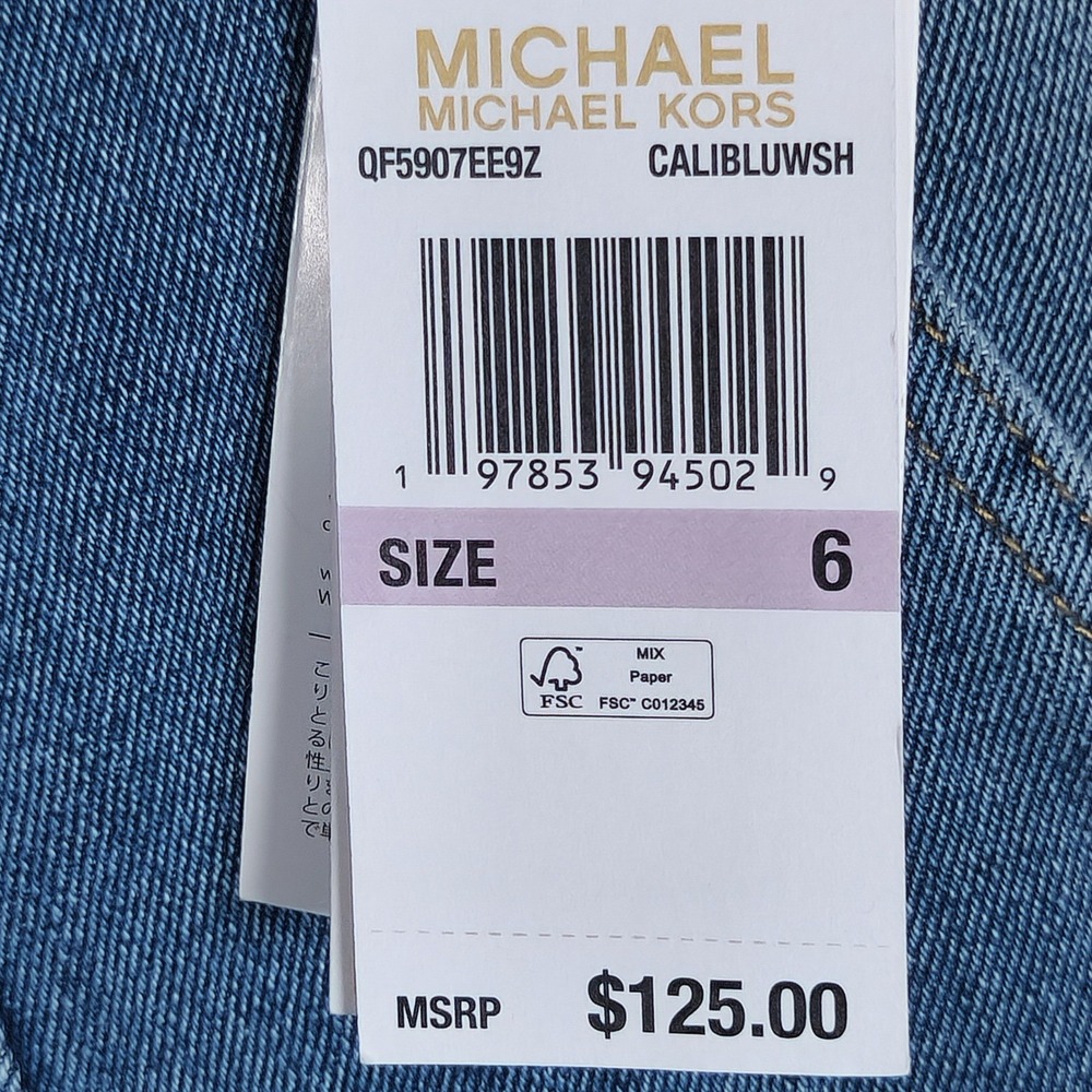 MICHAEL KORS Carmen Wide Leg Pintuck Jeans Super High Rise Medium Wash Size 6 - Picture 6 of 9